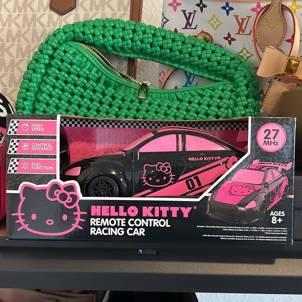 Sanario Hello Kitty Black and Pink Remote Control Toy Race Car - Collectors Item